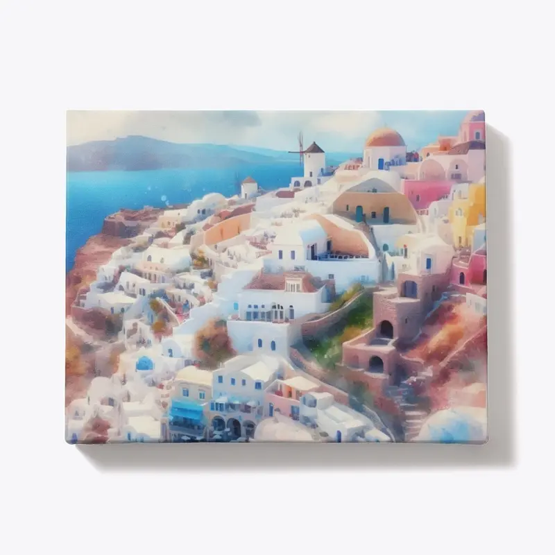 Santorini Canvas - Landscape Wrap