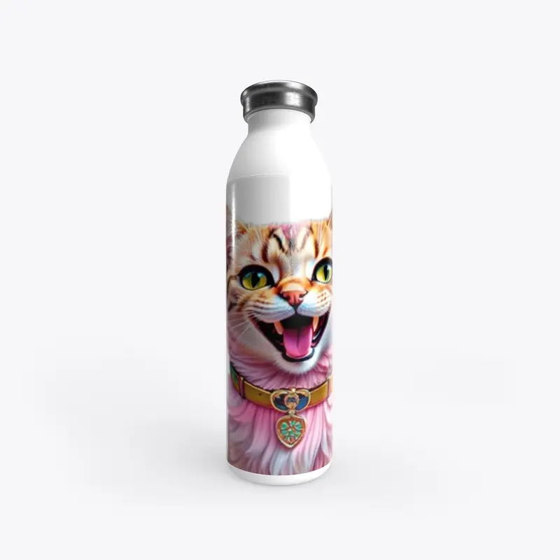 Purr Bliss: Pink Smiling Cat Hydration