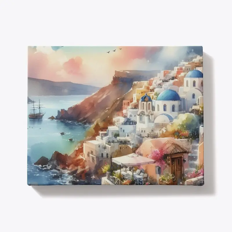 Santorini Canvas - Landscape Wrap